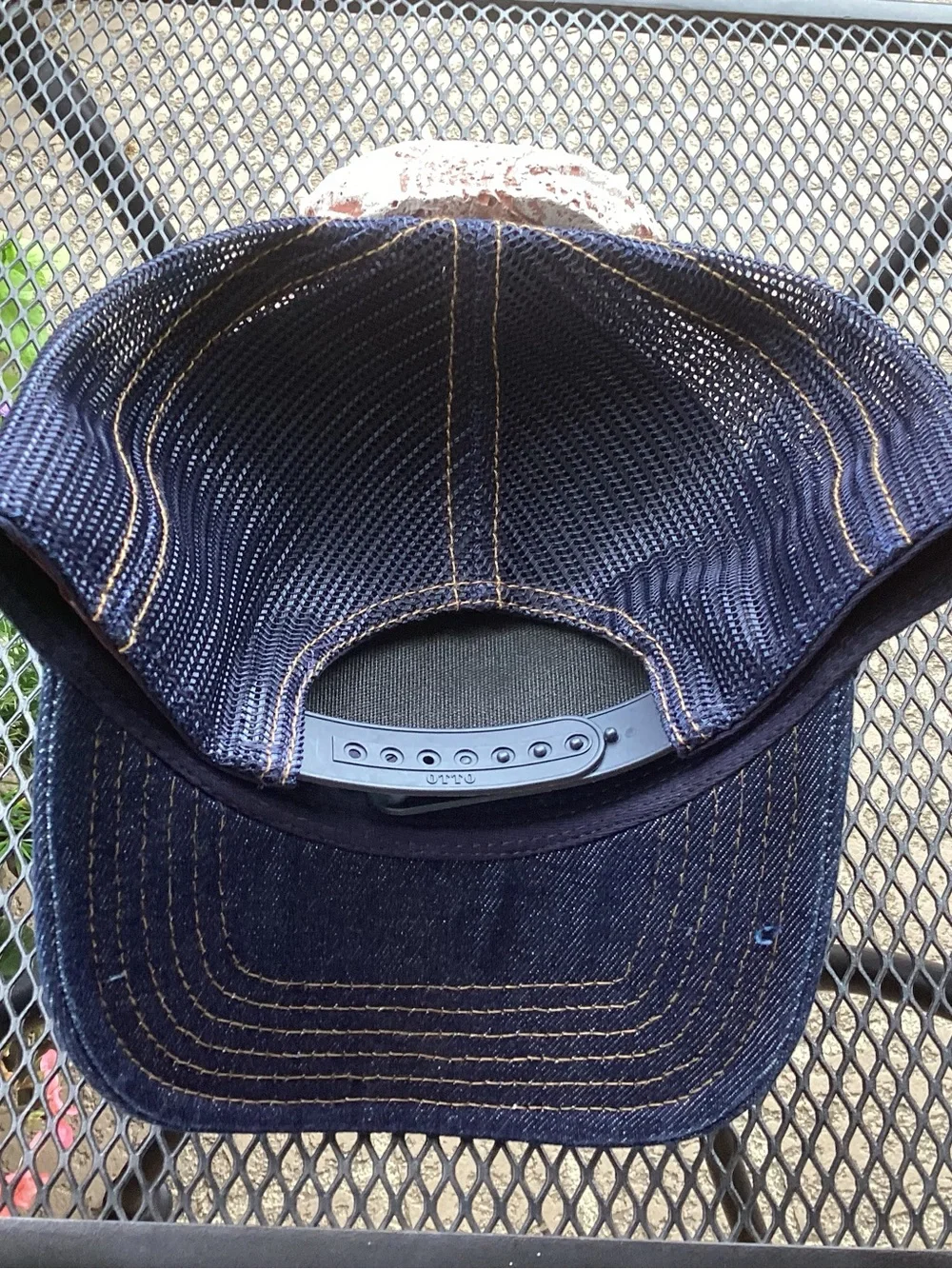 OTTO Navy Blue Trucker Hat with Orange Patch - The Avett Brothers